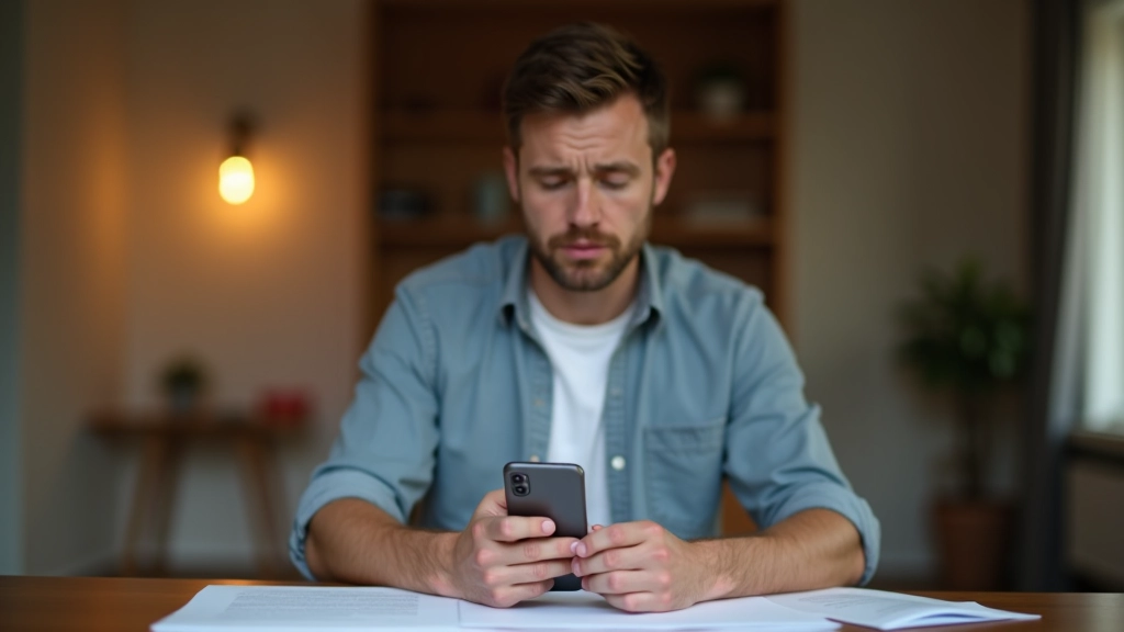 Personne consultant son téléphone et ses documents financiers, montrant préoccupation face à un imprévu