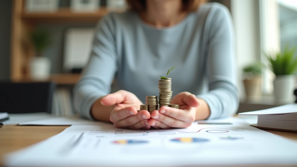 Représentation visuelle d'une personne construisant progressivement sa réserve financière avec des blocs de stabilité